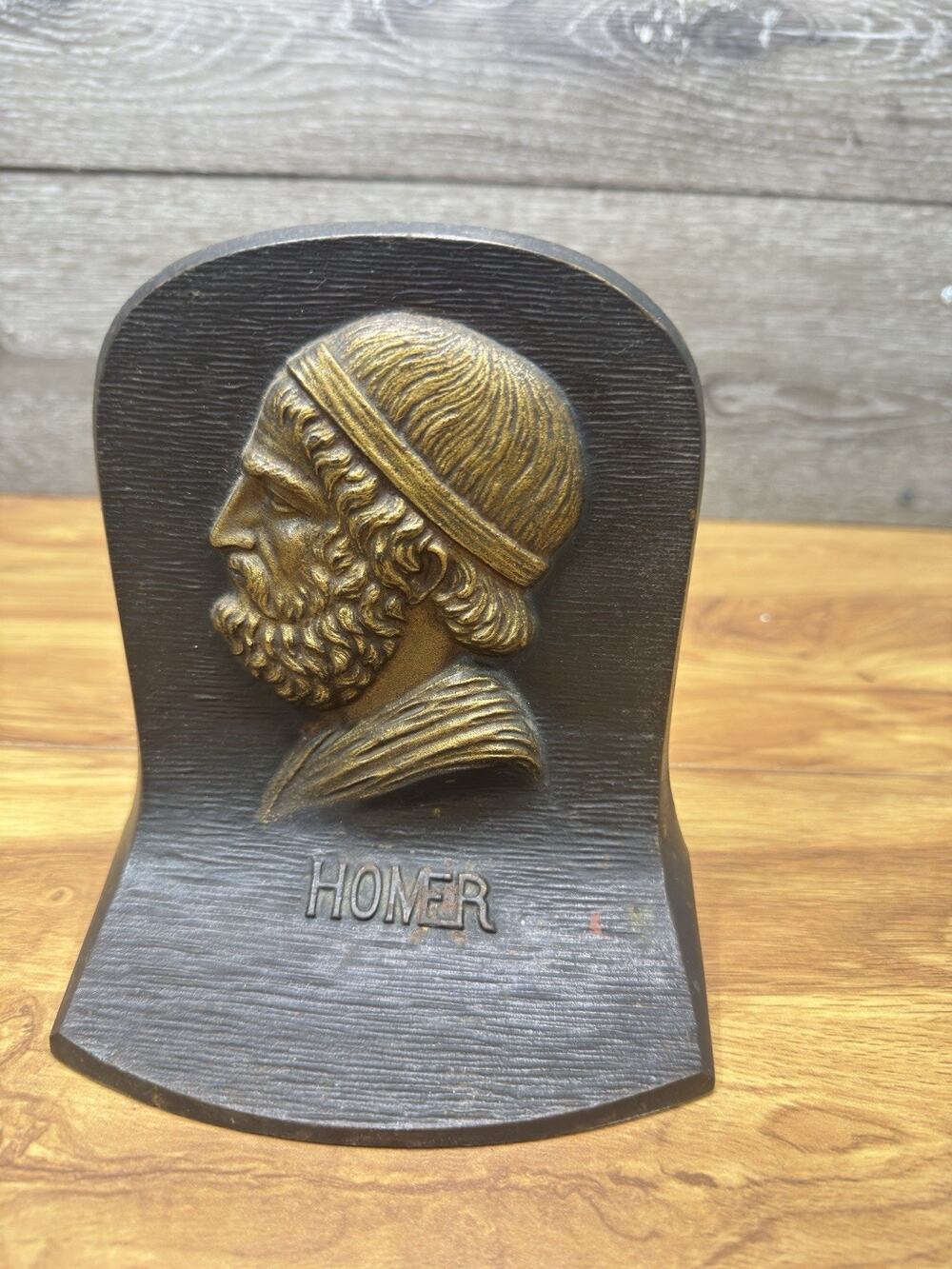 Antique Bradley & Hubbard B&H Cast Iron Homer Bust Bookend Doorstop Art Nouveau